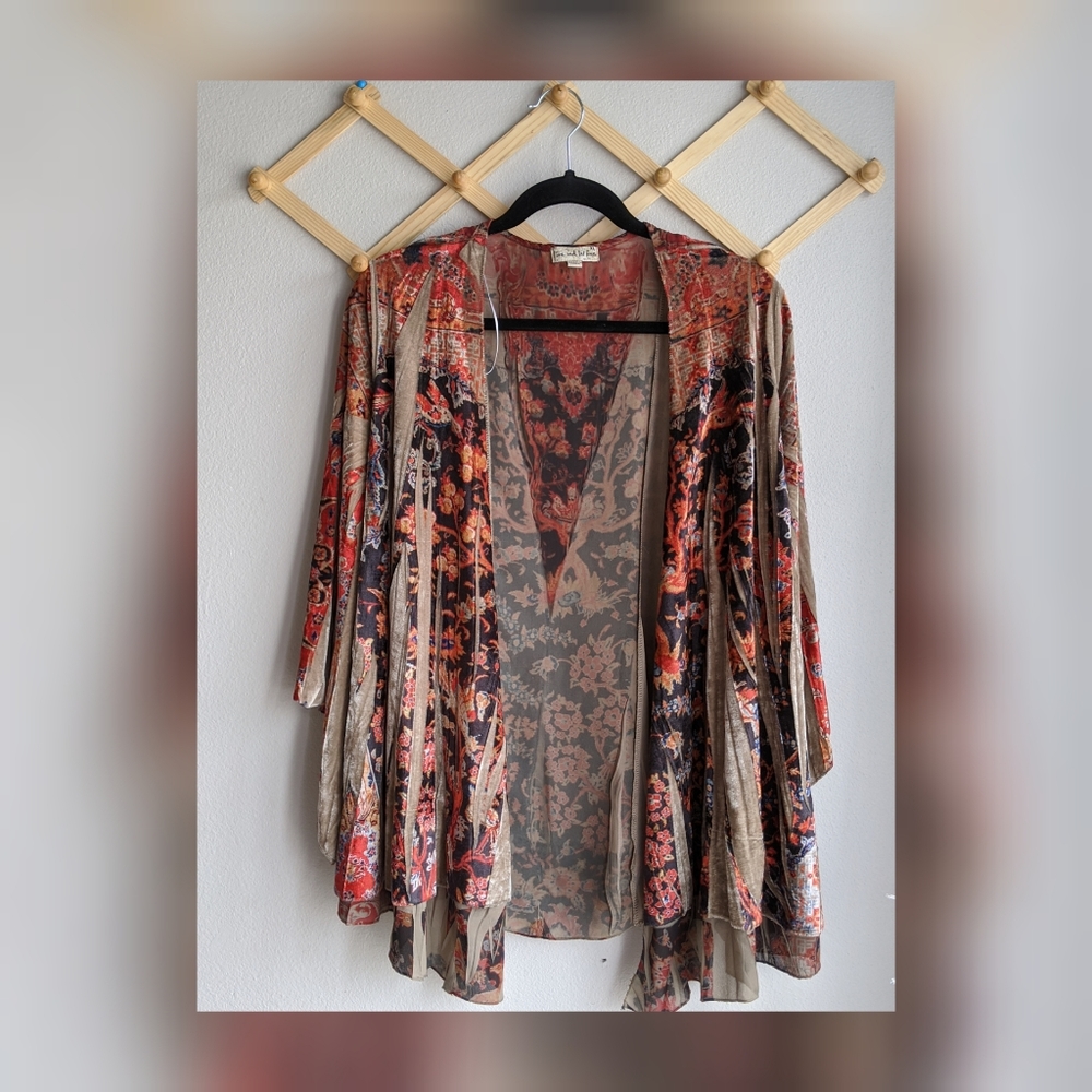 LIVE AND LET LIVE velvet and chiffon poncho